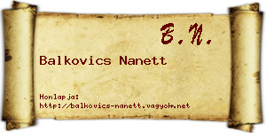Balkovics Nanett névjegykártya